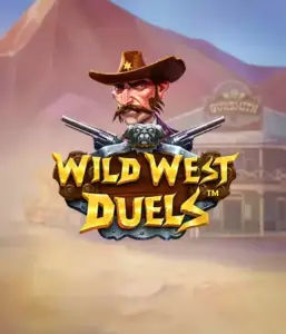  Step into the rugged world of "Wild West Duels" by Pragmatic Play, featuring a hardened gunslinger ready for a showdown. The image displays a resolute cowboy with crossed pistols, framed by a dusty Western town. His sharp gaze and authentic attire embody the spirit of the Old West. The game's title is prominently featured in an ornate font, enhancing the exciting theme. 