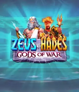 Experience the mythological conflict of the Zeus vs Hades: Gods of War game by Pragmatic Play, featuring Zeus, the god of thunder and Hades, the fiery ruler of the underworld. This graphic depicts the dramatic clash between ancient deities, with a stormy background. Great for lovers of epic tales, delivering a captivating adventure. 