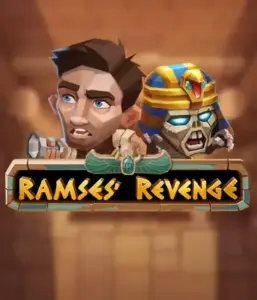 Uncover the mysterious world of the Ramses' Revenge game by Relax Gaming, highlighting a frightened explorer and a menacing mummy set against an Egyptian tomb backdrop. This image captures the excitement of ancient Egyptian myths, great for those interested in historical adventures, delivering a gripping adventure. 